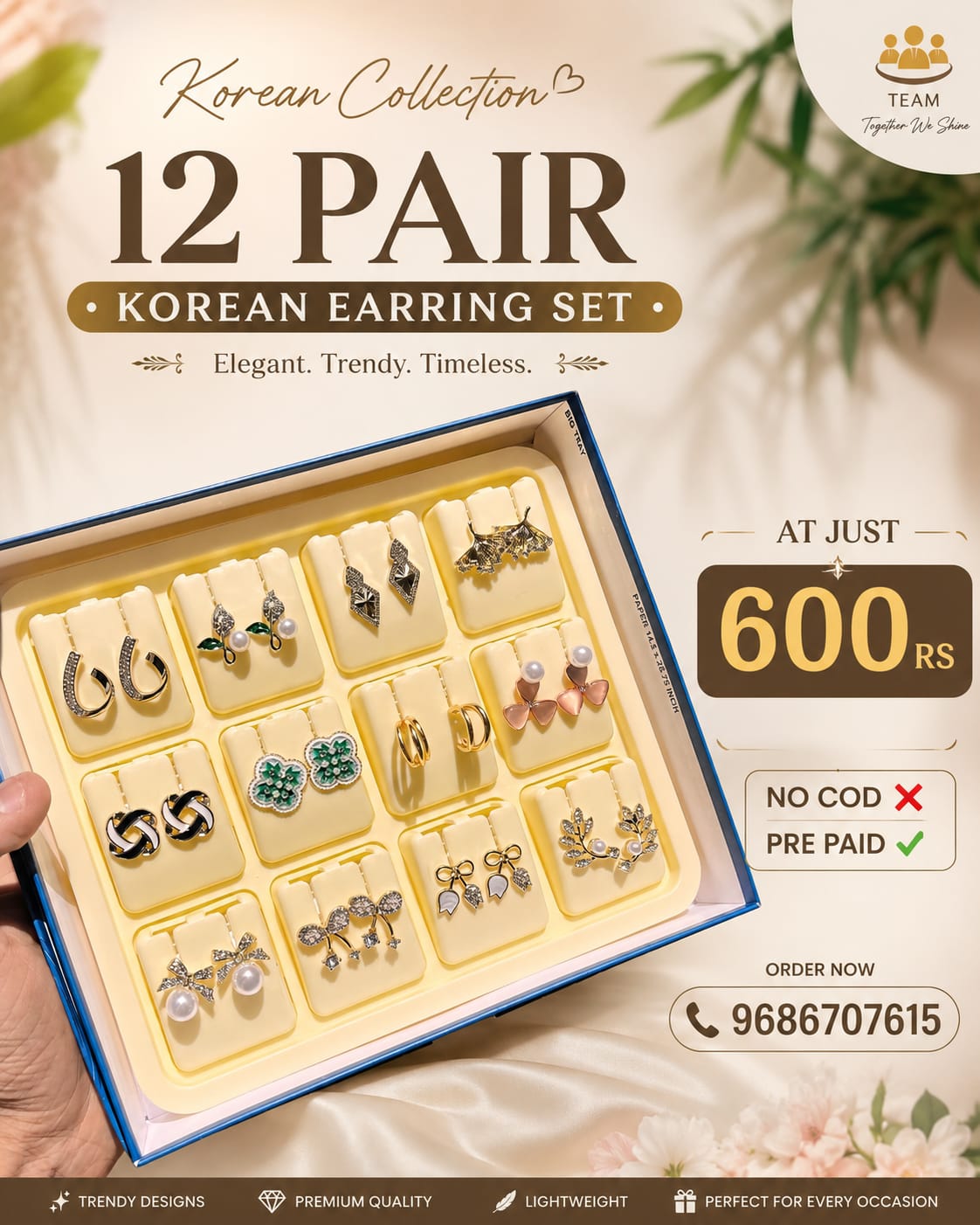 12 Pair Korean Earring Set